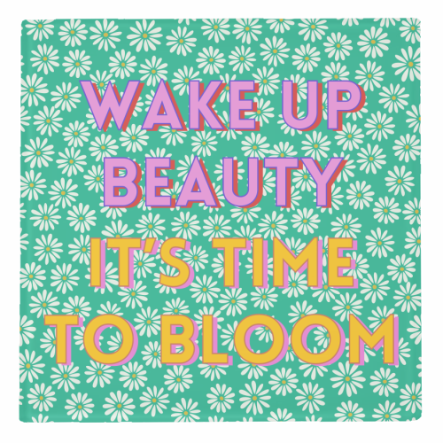 Wake up Beauty It's Time to Bloom - personalised beer coaster by Nida Designs