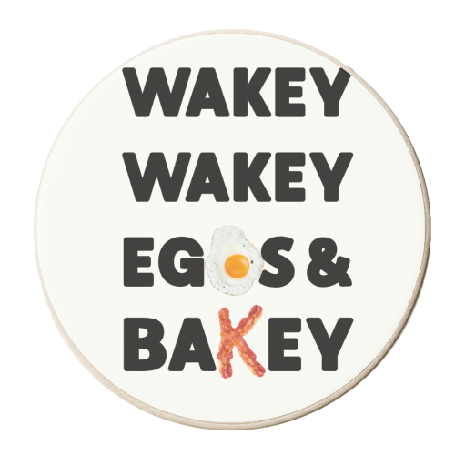 WAKEY WAKEY EGGS AND BAKEY - personalised beer coaster by Stix Studio