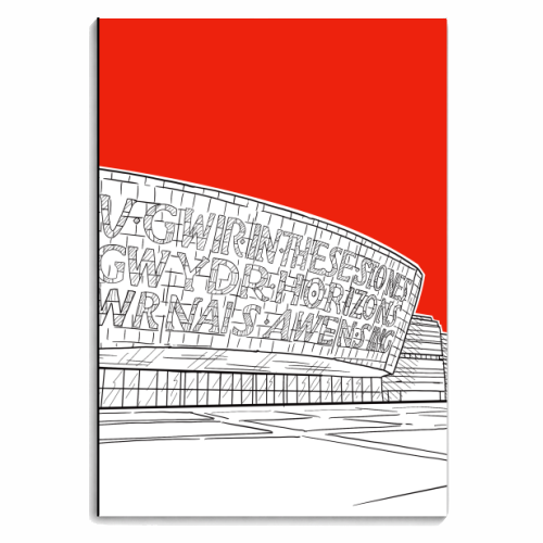 Wales Millennium Centre, Cardiff (Red Version) - personalised A4, A5, A6 notebook by Adam Regester