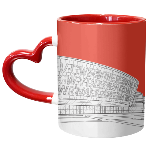 Wales Millennium Centre, Cardiff (Red Version) - unique mug by Adam Regester