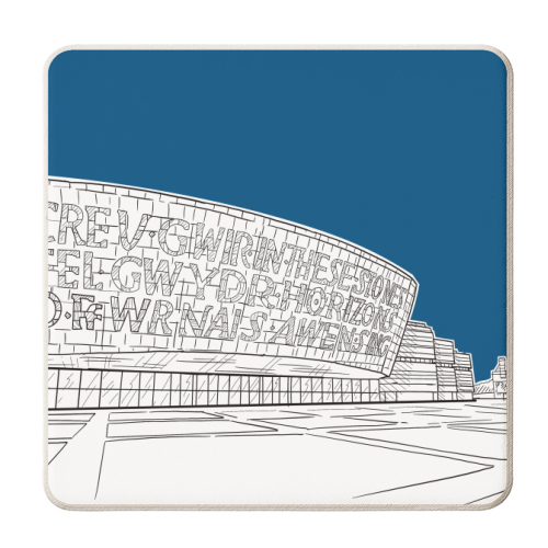 Wales Millennium Centre (Dark Blue Version) - personalised beer coaster by Adam Regester