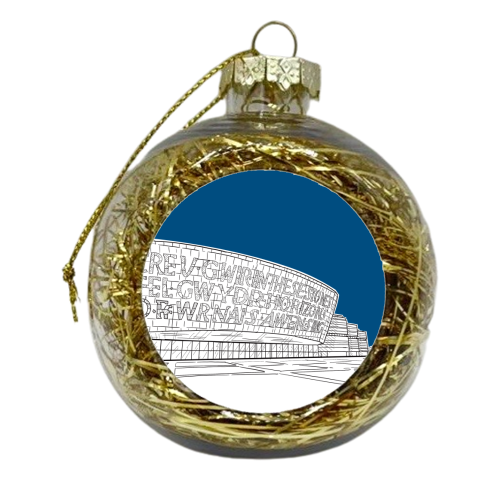 Wales Millennium Centre (Dark Blue Version) - xmas bauble by Adam Regester