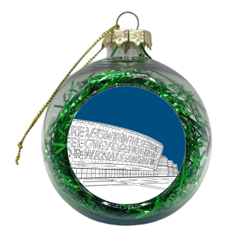Wales Millennium Centre (Dark Blue Version) - xmas bauble by Adam Regester