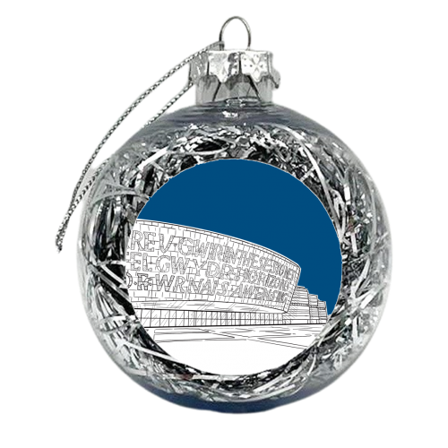 Wales Millennium Centre (Dark Blue Version) - xmas bauble by Adam Regester
