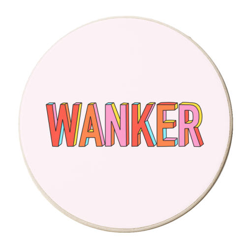 Wanker In Hand Drawn 3D Lettering - personalised beer coaster by Adam Regester