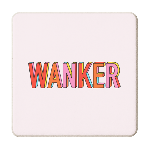 Wanker In Hand Drawn 3D Lettering - personalised beer coaster by Adam Regester
