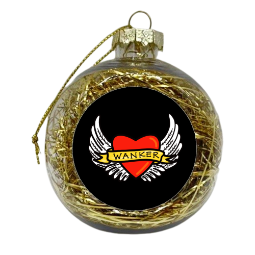 Wanker Tattoo Style Design - xmas bauble by Adam Regester