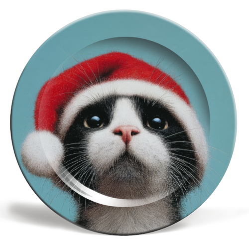 Warm Christmas hat - ceramic dinner plate by DejaReve