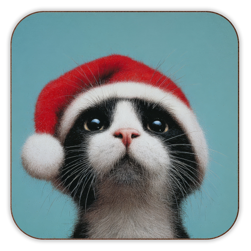 Warm Christmas hat - personalised beer coaster by DejaReve