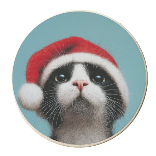 Warm Christmas hat - personalised beer coaster by DejaReve