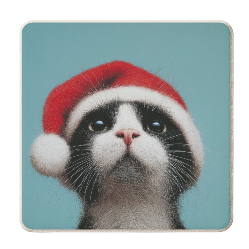 Warm Christmas hat - personalised beer coaster by DejaReve