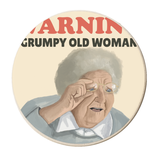 WARNING Grumpy Old Woman - personalised beer coaster by AbiGoLucky