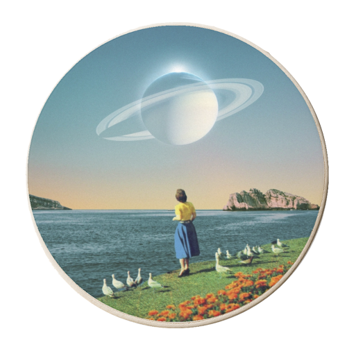 Watching Planets - personalised beer coaster by taudalpoi