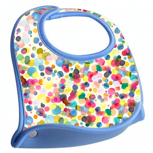 Watercolor Colorful Drops - baby feeding bib by Ninola Design