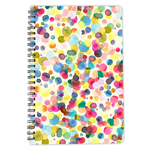 Watercolor Colorful Drops - personalised A4, A5, A6 notebook by Ninola Design