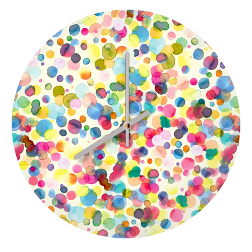 Watercolor Colorful Drops - quirky wall clock by Ninola Design