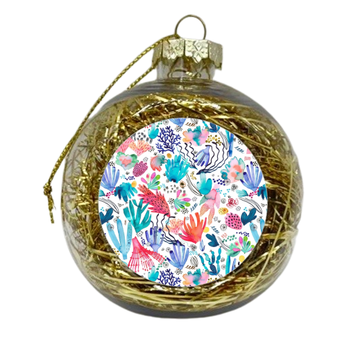 Watercolor Coral Reef - xmas bauble by Ninola Design