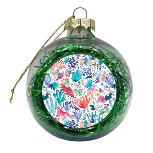 Watercolor Coral Reef - xmas bauble by Ninola Design
