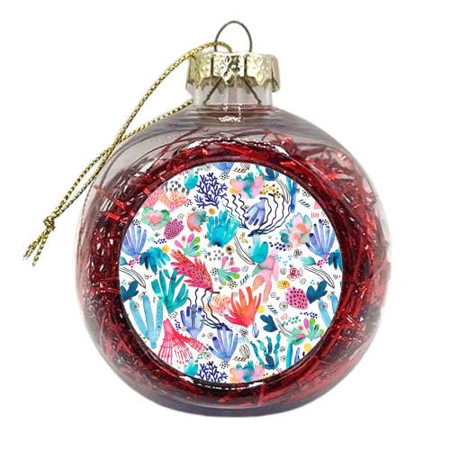 Watercolor Coral Reef - xmas bauble by Ninola Design