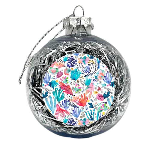 Watercolor Coral Reef - xmas bauble by Ninola Design