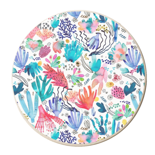 Watercolor Coral Reef - personalised beer coaster by Ninola Design