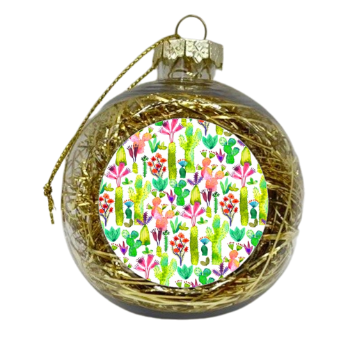 Watercolor Cute Cactus Garden - xmas bauble by Ninola Design