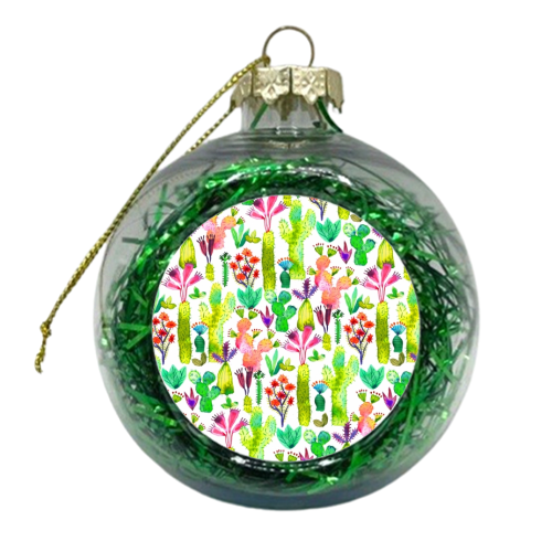 Watercolor Cute Cactus Garden - xmas bauble by Ninola Design