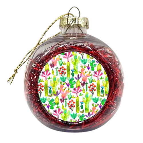 Watercolor Cute Cactus Garden - xmas bauble by Ninola Design