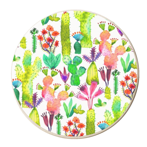 Watercolor Cute Cactus Garden - personalised beer coaster by Ninola Design