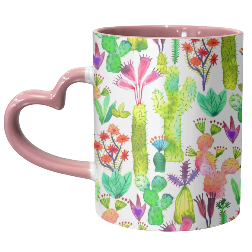Watercolor Cute Cactus Garden - unique mug by Ninola Design