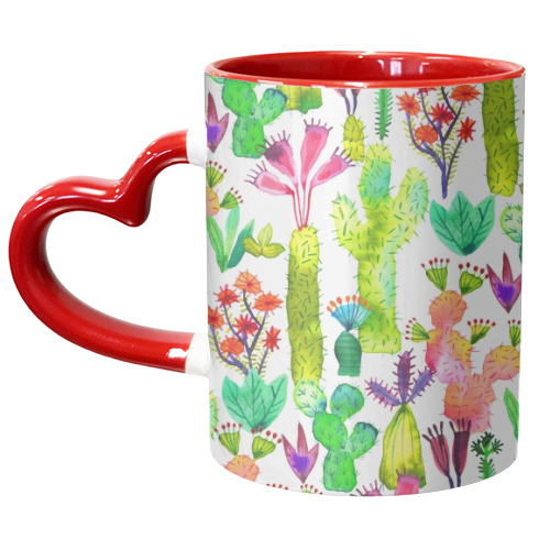 Watercolor Cute Cactus Garden - unique mug by Ninola Design