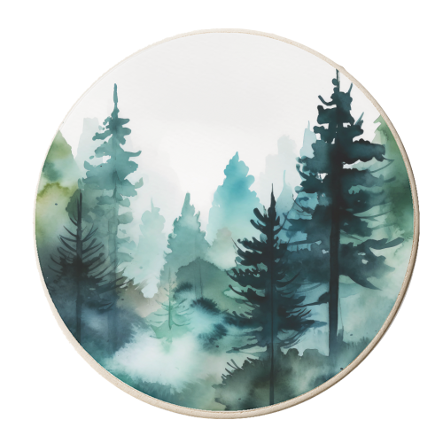 Watercolor forest - personalised beer coaster by haris kavalla