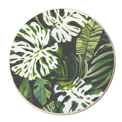 Watercolor jungle pattern - personalised beer coaster by MMarta BC