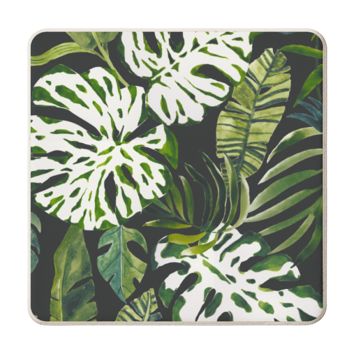 Watercolor jungle pattern - personalised beer coaster by MMarta BC