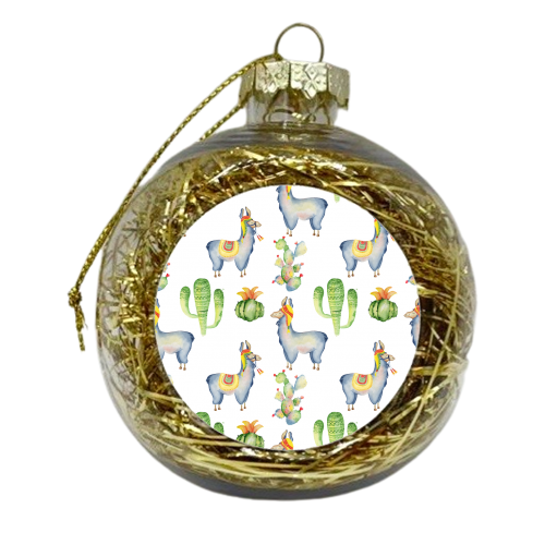 watercolor llama  pattern - xmas bauble by Anastasios Konstantinidis