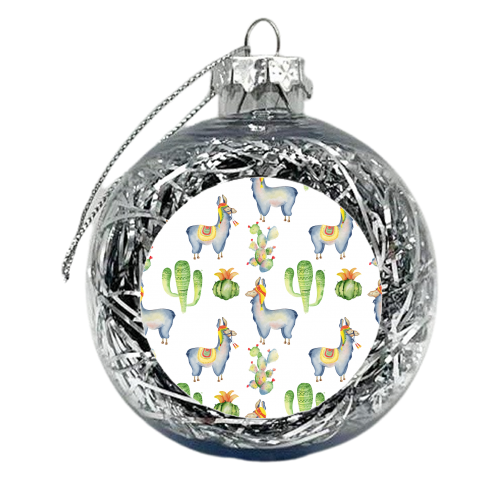 watercolor llama  pattern - xmas bauble by Anastasios Konstantinidis