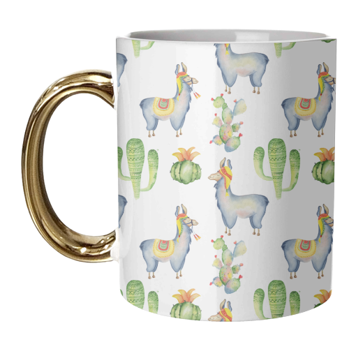 watercolor llama  pattern - unique mug by Anastasios Konstantinidis