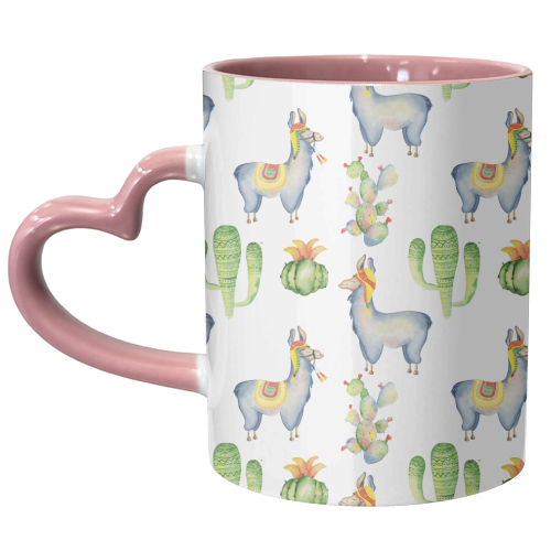 watercolor llama  pattern - unique mug by Anastasios Konstantinidis
