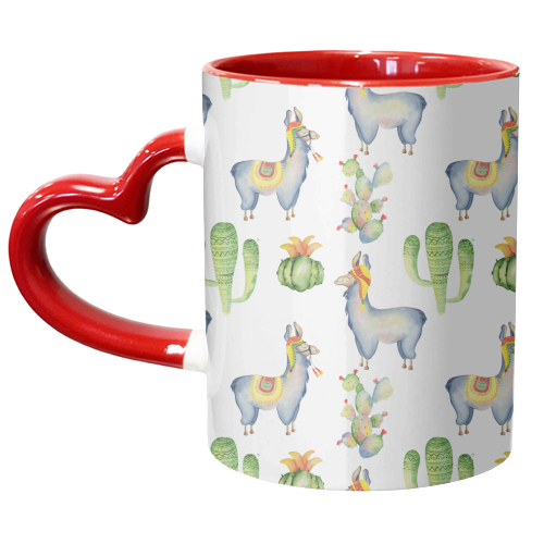 watercolor llama  pattern - unique mug by Anastasios Konstantinidis