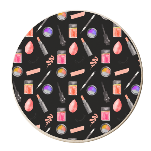 watercolor makeup products pattern - personalised beer coaster by Anastasios Konstantinidis