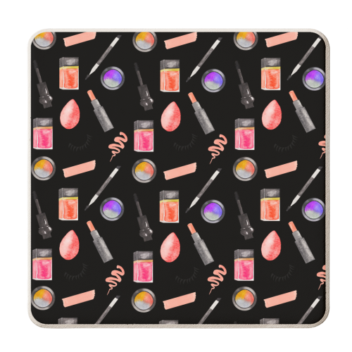 watercolor makeup products pattern - personalised beer coaster by Anastasios Konstantinidis