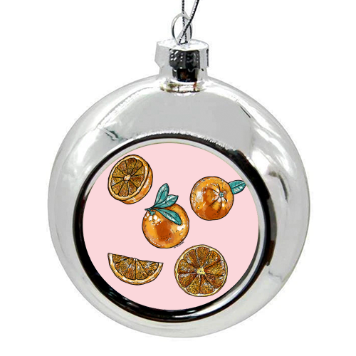 Watercolor Oranges - colourful christmas bauble by EZbie
