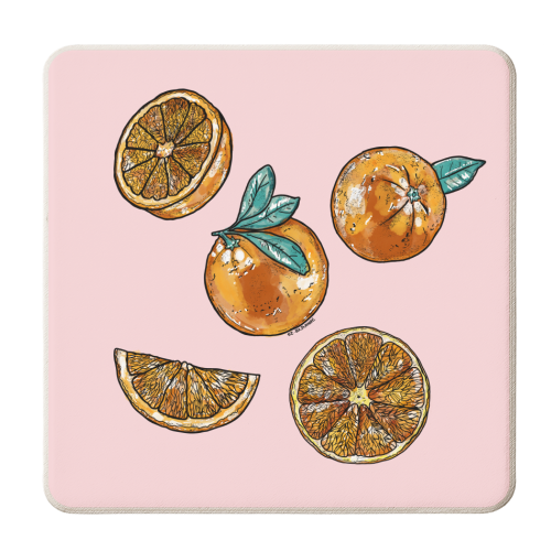 Watercolor Oranges - personalised beer coaster by EZbie