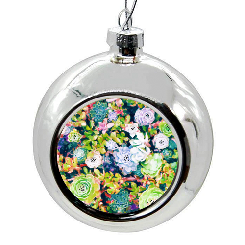 Watercolor Succulents - colourful christmas bauble by Uma Prabhakar Gokhale