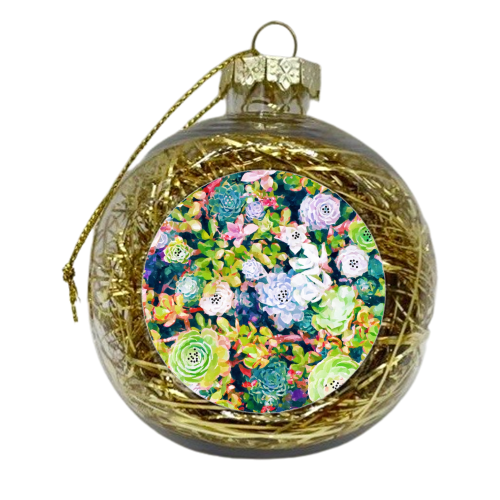 Watercolor Succulents - xmas bauble by Uma Prabhakar Gokhale