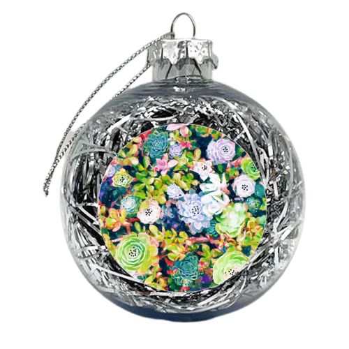 Watercolor Succulents - xmas bauble by Uma Prabhakar Gokhale