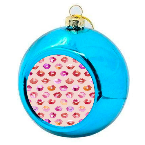 Watercolor Sweet Pink Lips - colourful christmas bauble by Ninola Design