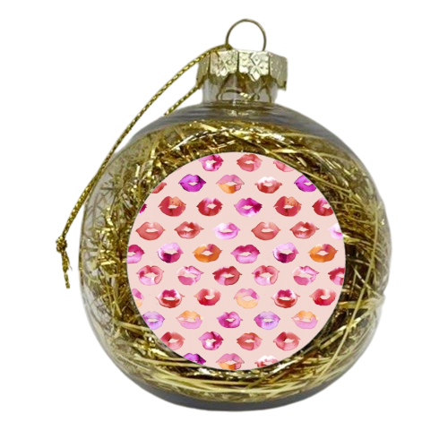 Watercolor Sweet Pink Lips - xmas bauble by Ninola Design