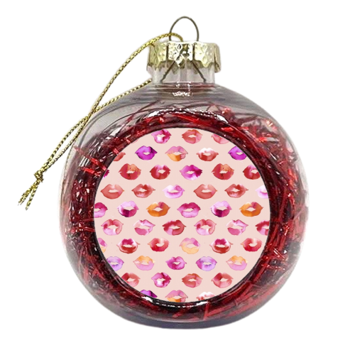 Watercolor Sweet Pink Lips - xmas bauble by Ninola Design