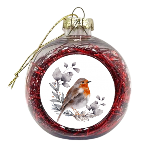 watercolor winter bird - xmas bauble by haris kavalla